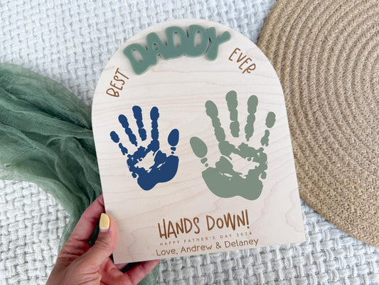 First Father's Day Gift From Child, Dad Handprint Board, DIY Kids Handprint Sign, Keepsake Gift For Baby's First Father's Day Craft