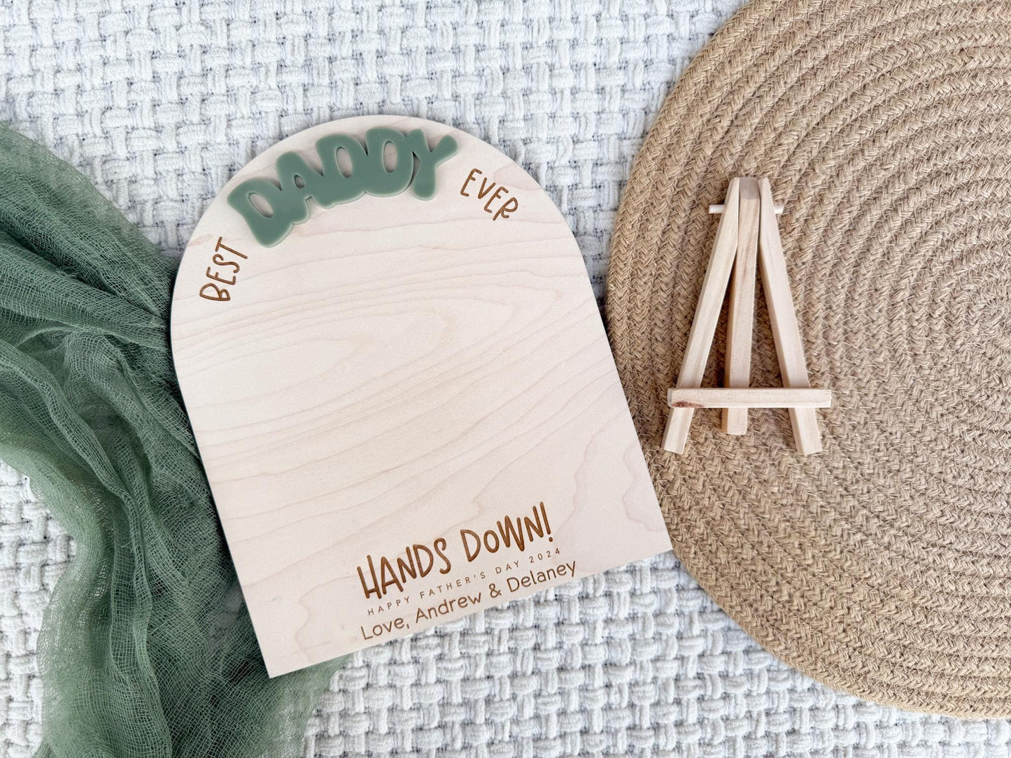 First Father's Day Gift From Child, Dad Handprint Board, DIY Kids Handprint Sign, Keepsake Gift For Baby's First Father's Day Craft