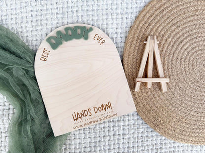First Father's Day Gift From Child, Dad Handprint Board, DIY Kids Handprint Sign, Keepsake Gift For Baby's First Father's Day Craft