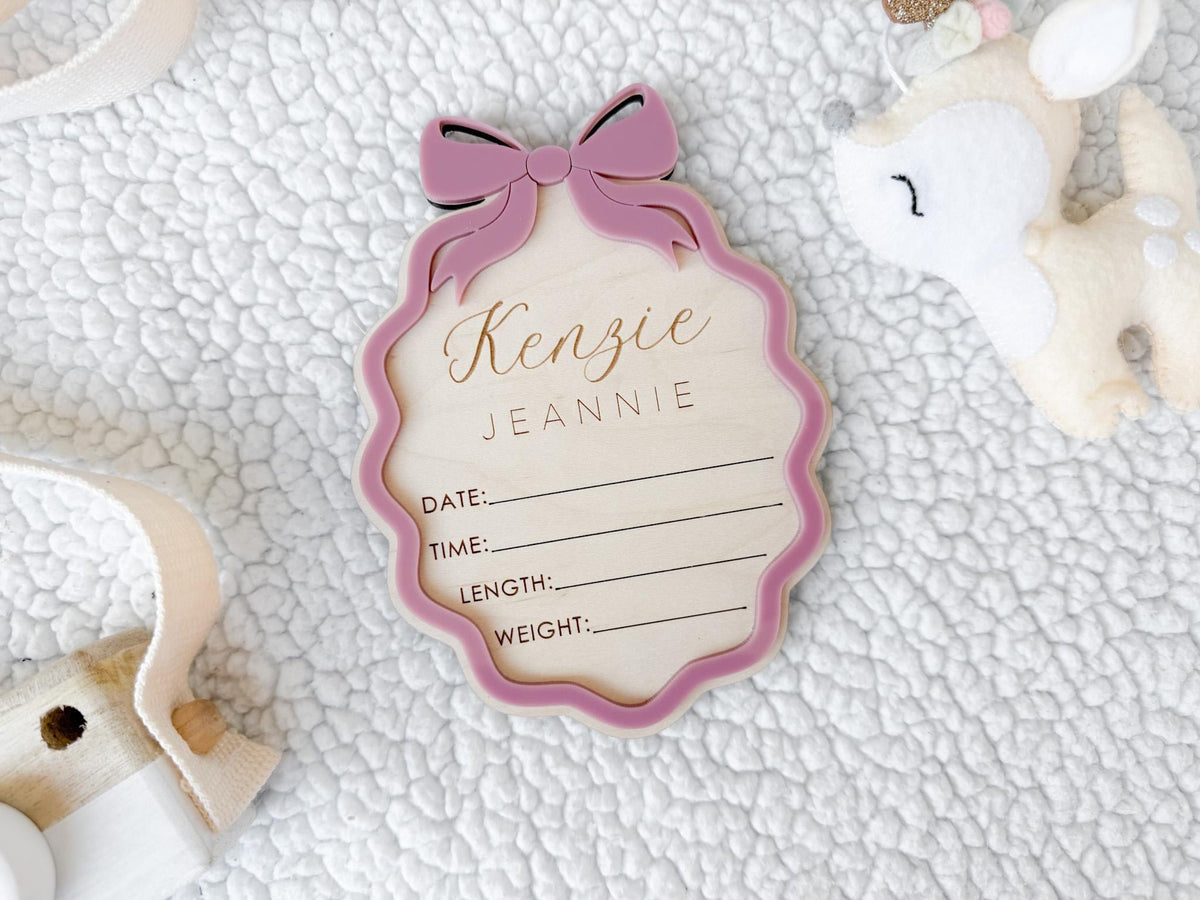 Baby Announcement Sign, Baby Girl Name Sign & Birth Stats Plaque for Birth Announcement, Baby Girl Gift Set, Hospital Birth Announcement