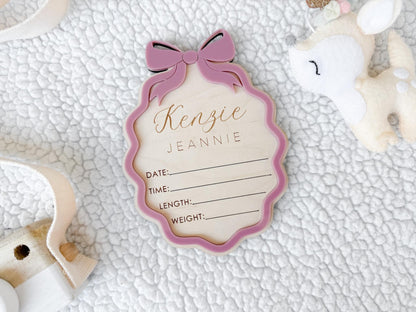 Baby Announcement Sign, Baby Girl Name Sign & Birth Stats Plaque for Birth Announcement, Baby Girl Gift Set, Hospital Birth Announcement