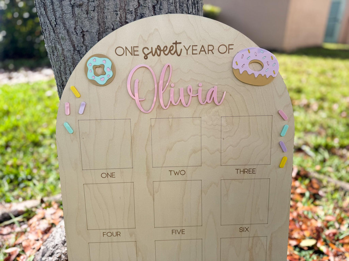 One Sweet Year Photo Board, Donut Birthday Party, Sweets Theme First Birthday Monthly Photo Board, Sweet One First Year Photo Display