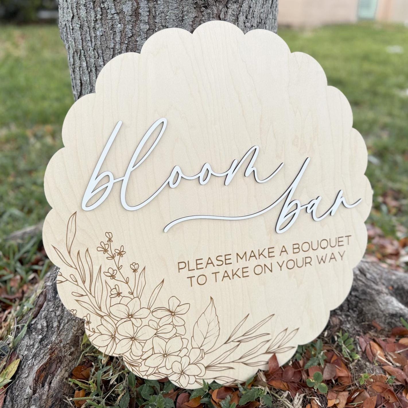 Flower Bar Sign, Large Bloom Bar Bridal Shower Sign, Baby in Bloom Baby Shower Sign, Hanging Make a Bouquet Sign, Bloom Bar Wedding Sign