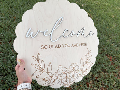 Floral Welcome Sign, Large Wooden Welcome Sign For Bridal Shower, Baby in Bloom Baby Shower Sign, Elegant Event Welcome Sign