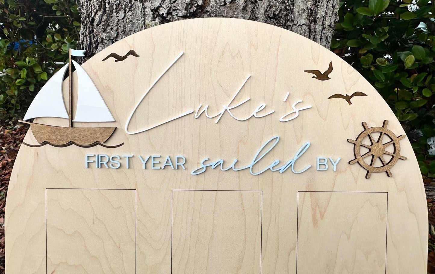 Sailboat First Birthday, Nautical First Year Photo Board, Sailing Into One Birthday Display, First Year Sailed By Photo Board, One Year Of