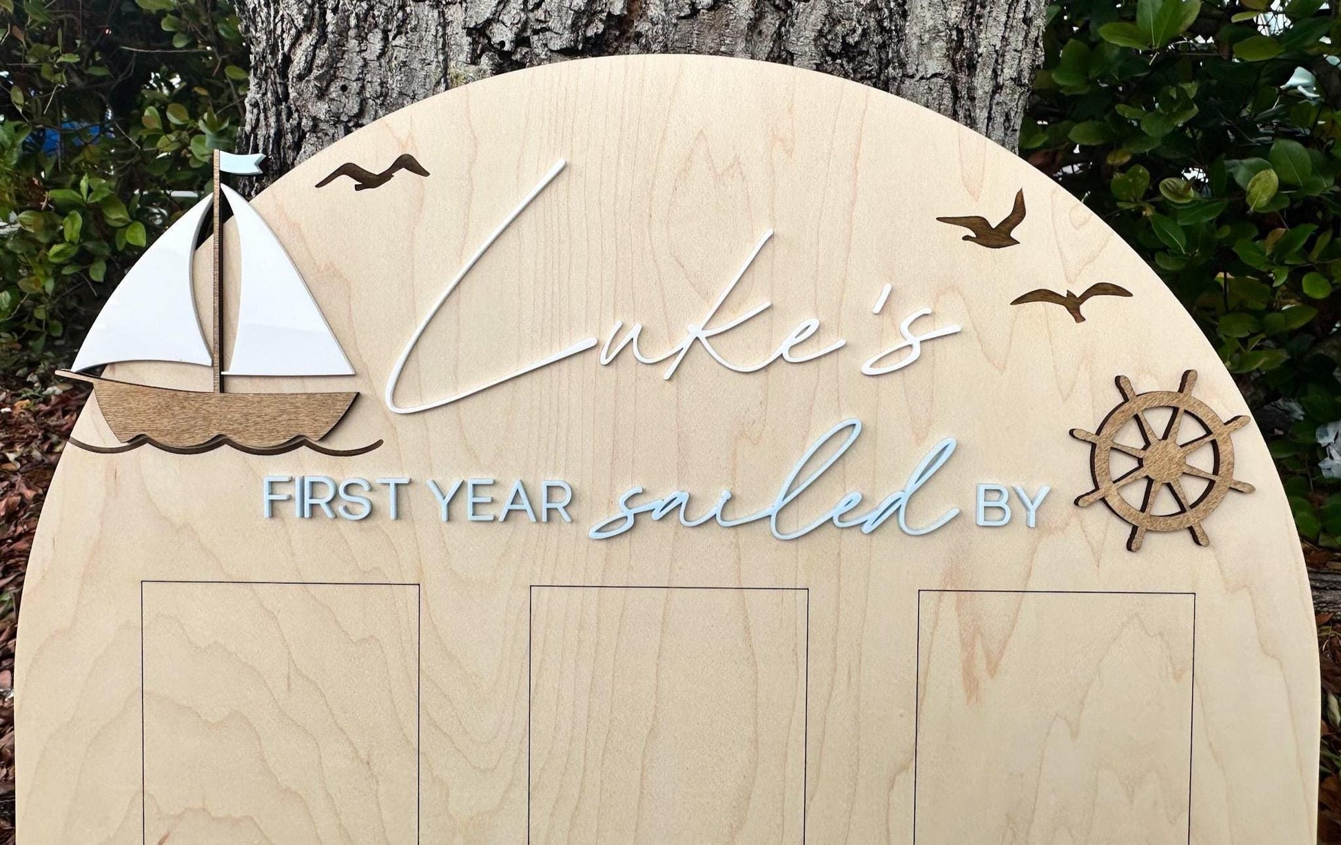 Sailboat First Birthday, Nautical First Year Photo Board, Sailing Into One Birthday Display, First Year Sailed By Photo Board, One Year Of