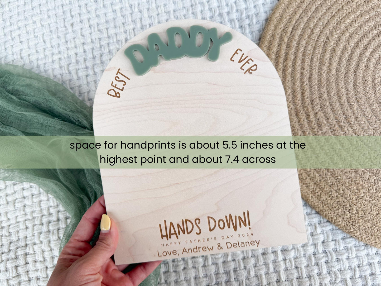First Father's Day Gift From Child, Dad Handprint Board, DIY Kids Handprint Sign, Keepsake Gift For Baby's First Father's Day Craft