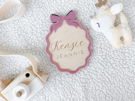 Baby Announcement Sign, Baby Girl Name Sign & Birth Stats Plaque for Birth Announcement, Baby Girl Gift Set, Hospital Birth Announcement