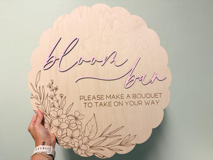 Flower Bar Sign, Large Bloom Bar Bridal Shower Sign, Baby in Bloom Baby Shower Sign, Hanging Make a Bouquet Sign, Bloom Bar Wedding Sign