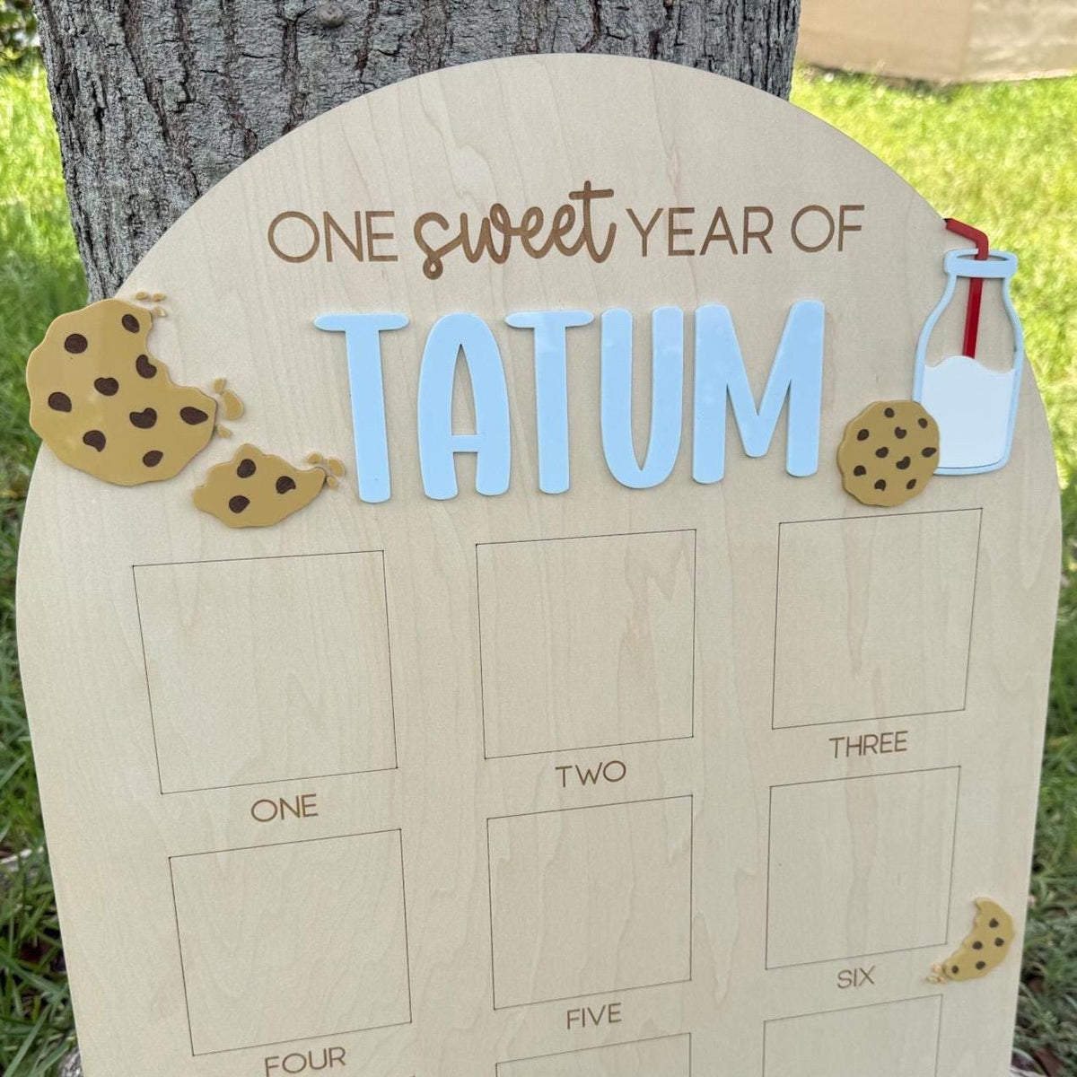 One Sweet Cookie First Birthday Photo Board, Sweet One Boy Birthday Party, One Year of Board Milk & Cookies Decor, One Sweet Year Display
