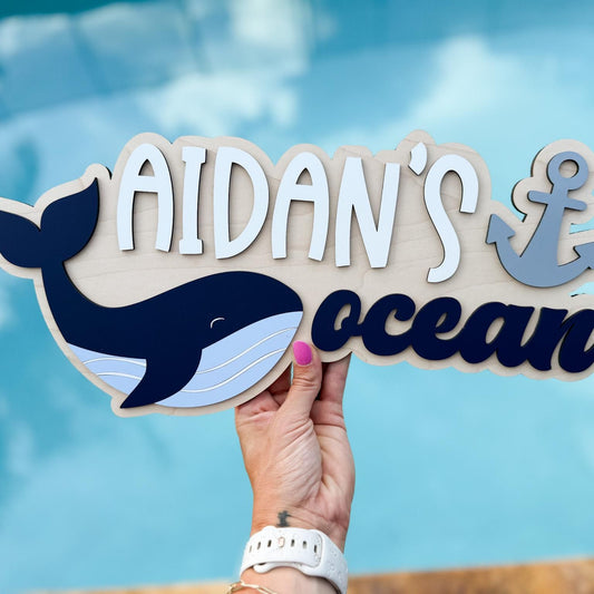Ocean Theme Nursery Name Sign, Under The Sea Kids Room Decor, Boy Name Sign, Nautical Toddler Boy Room, Ocean Animal Art, Coastal Playroom