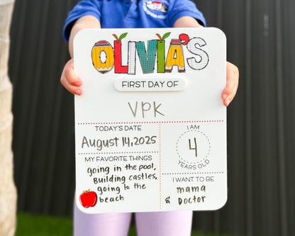 My First Day of School Sign, Back to School Board, First and Last Day of School Board, Reusable Sign for School Pictures