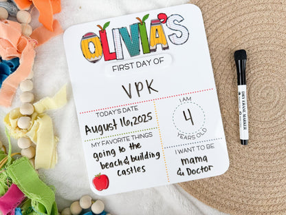 My First Day of School Sign, Back to School Board, First and Last Day of School Board, Reusable Sign for School Pictures