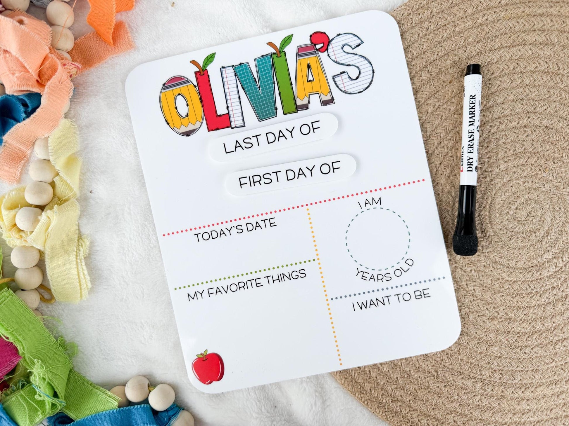 My First Day of School Sign, Back to School Board, First and Last Day of School Board, Reusable Sign for School Pictures