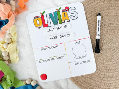 My First Day of School Sign, Back to School Board, First and Last Day of School Board, Reusable Sign for School Pictures