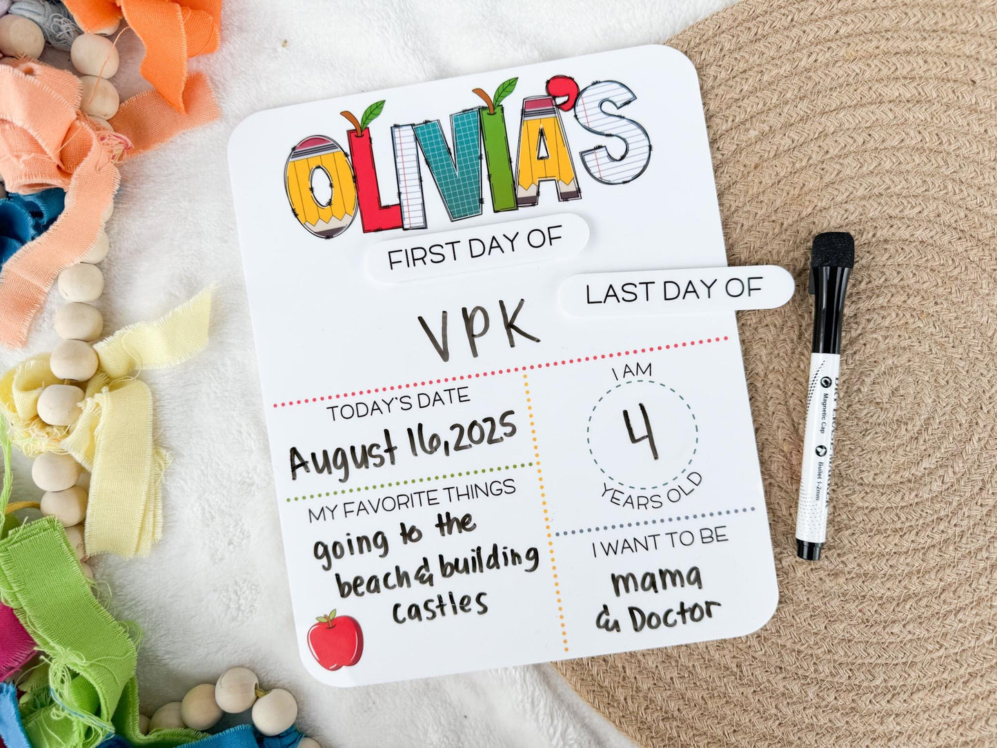 My First Day of School Sign, Back to School Board, First and Last Day of School Board, Reusable Sign for School Pictures