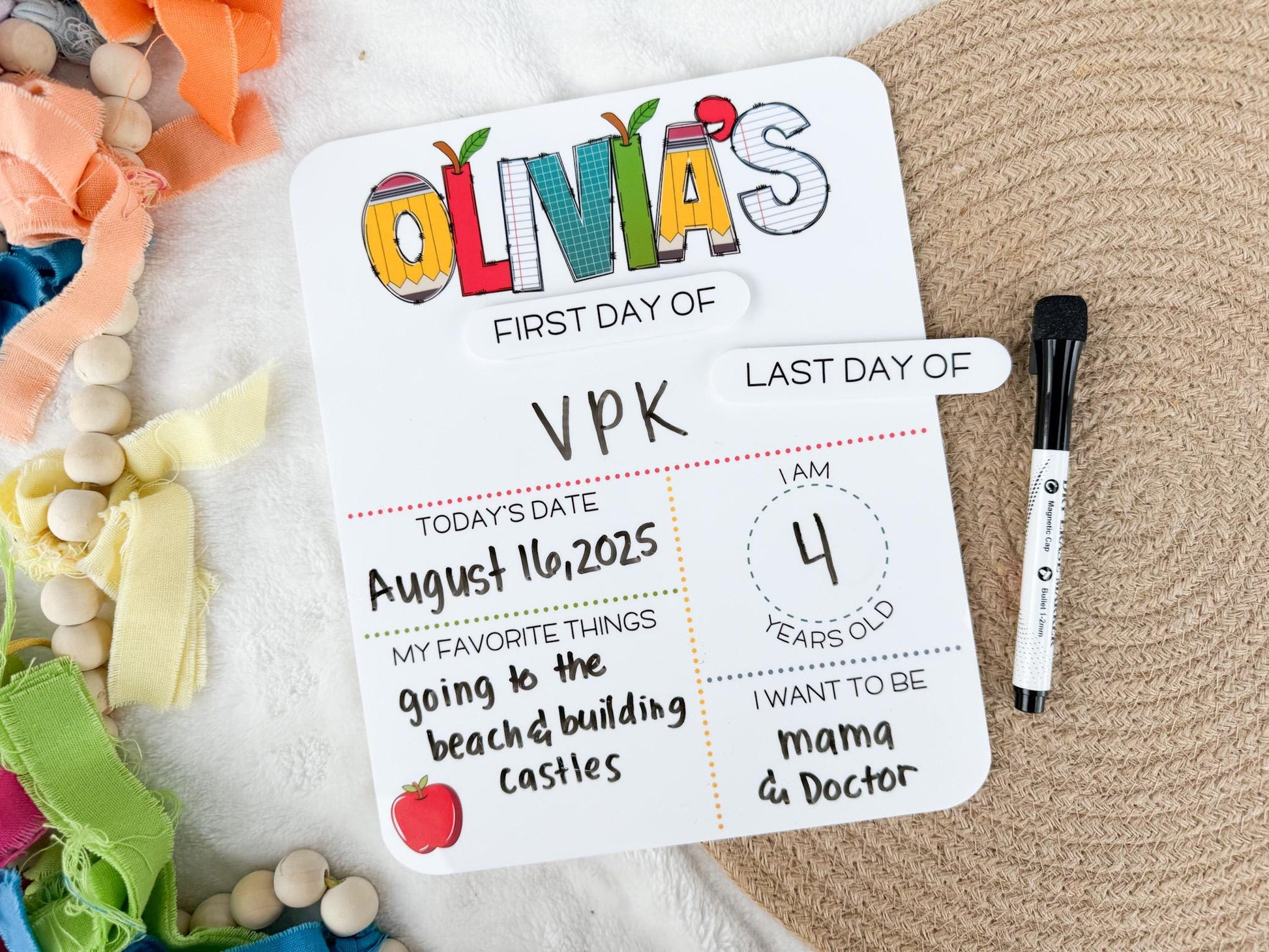 My First Day of School Sign, Back to School Board, First and Last Day of School Board, Reusable Sign for School Pictures