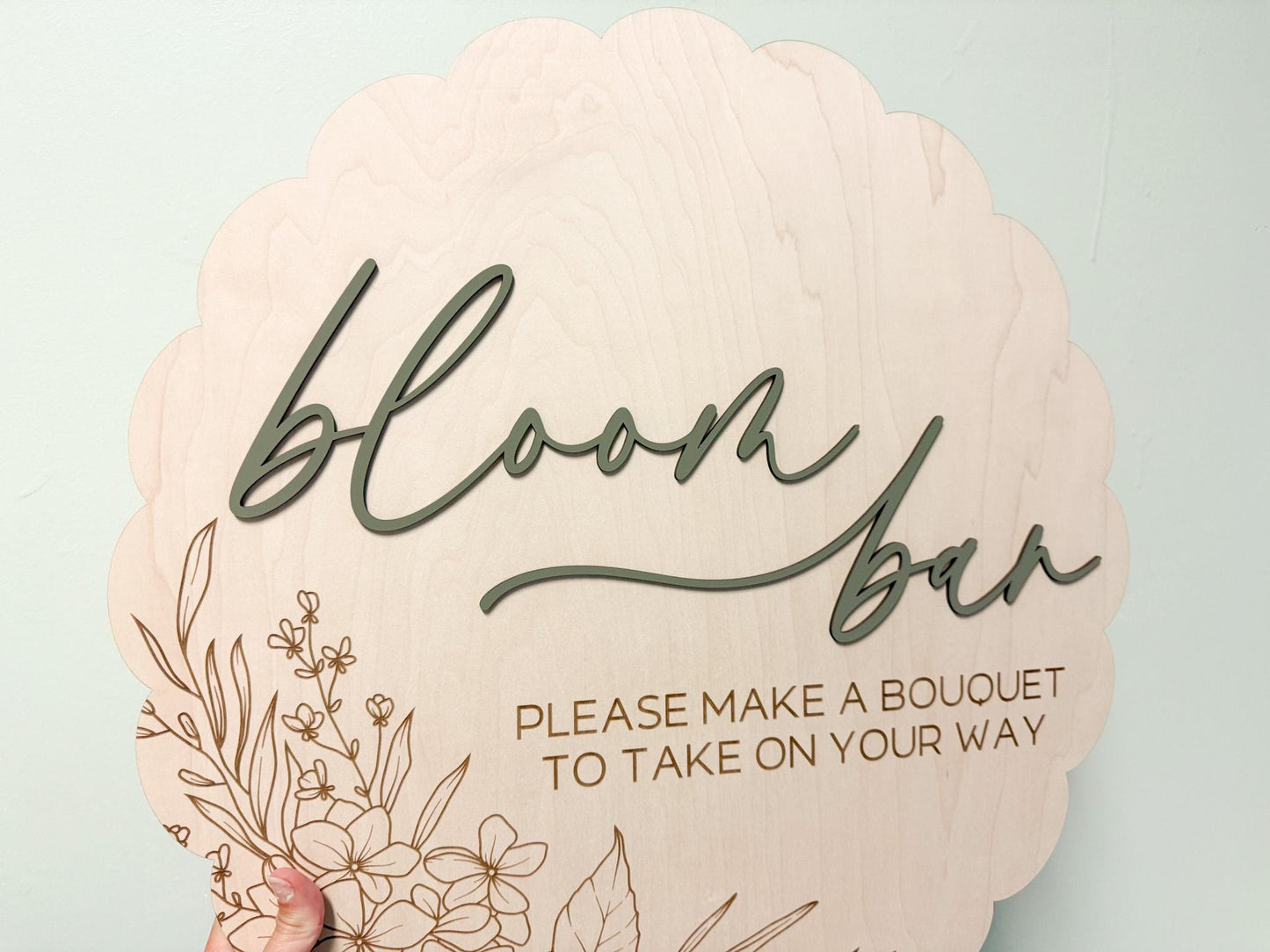 Flower Bar Sign, Large Bloom Bar Bridal Shower Sign, Baby in Bloom Baby Shower Sign, Hanging Make a Bouquet Sign, Bloom Bar Wedding Sign