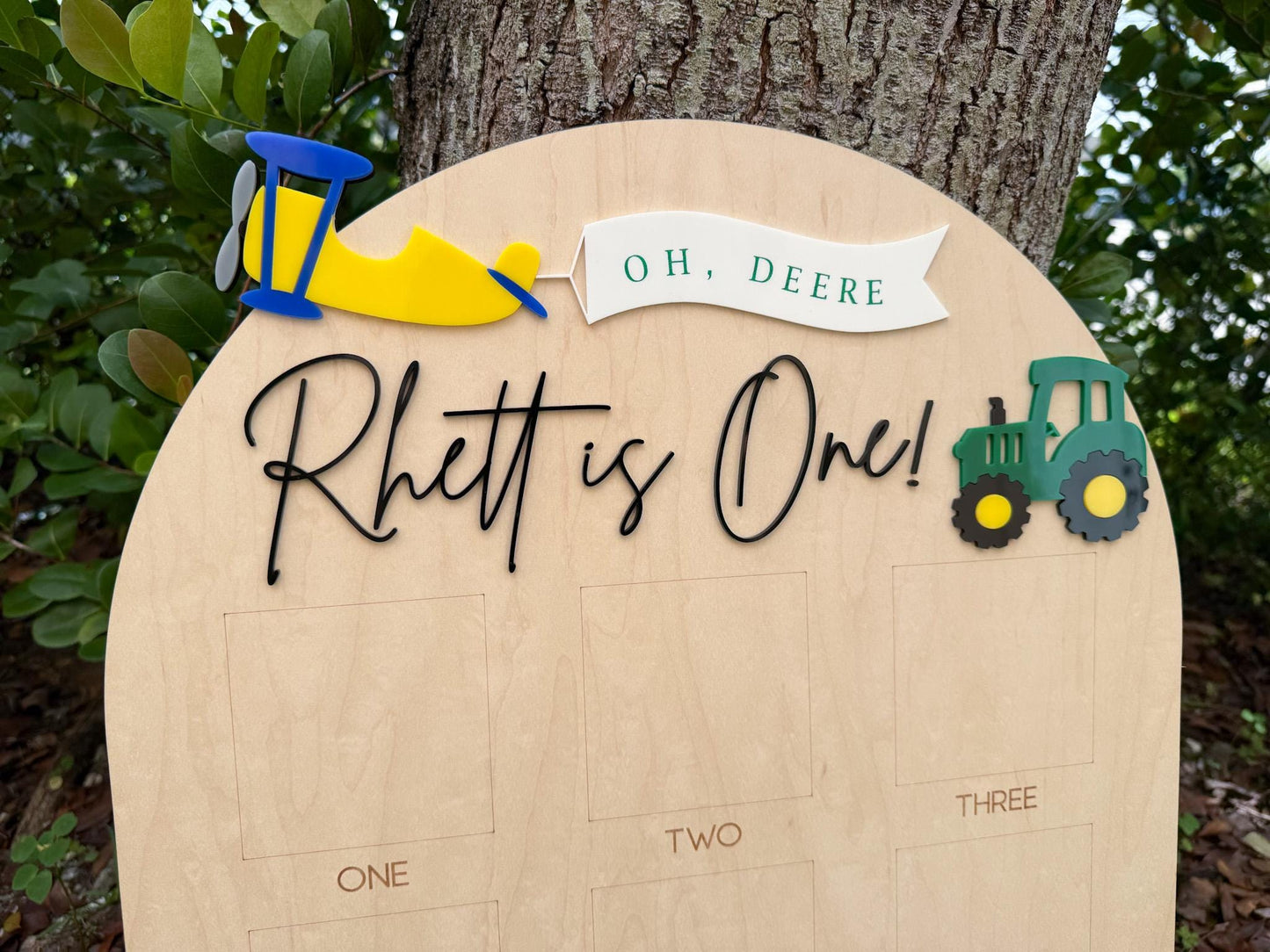 Tractor theme birthday Photo Board, Oh Deere His birthday is here, Green Tractor First Birthday, 1st Birthday Tractor Party, Get in Gear