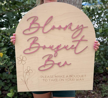 Bouquet Bar Sign, Flower Bar Sign, Large Bloom Bar Bridal Shower Arch, Baby Bloom Baby Shower, Make a Bouquet Sign, Bloom Bar Wedding Sign