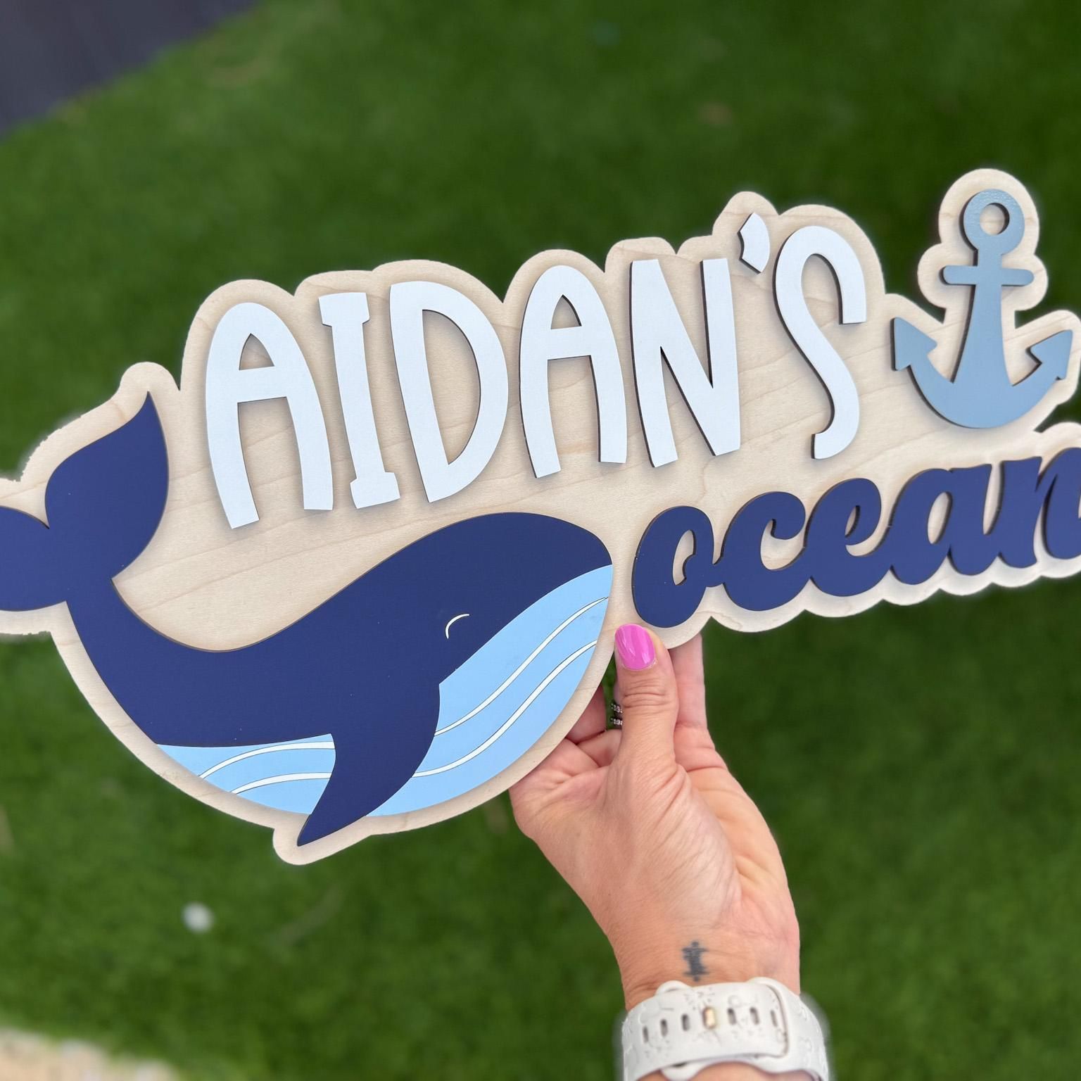 Custom Theme Nursery Name Sign, Under The Sea Kids Room Decor, Jungle Boy Name Sign, Safari Toddler Boy Room, Ocean Animal Art