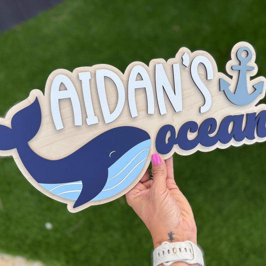 Custom Theme Nursery Name Sign, Under The Sea Kids Room Decor, Jungle Boy Name Sign, Safari Toddler Boy Room, Ocean Animal Art