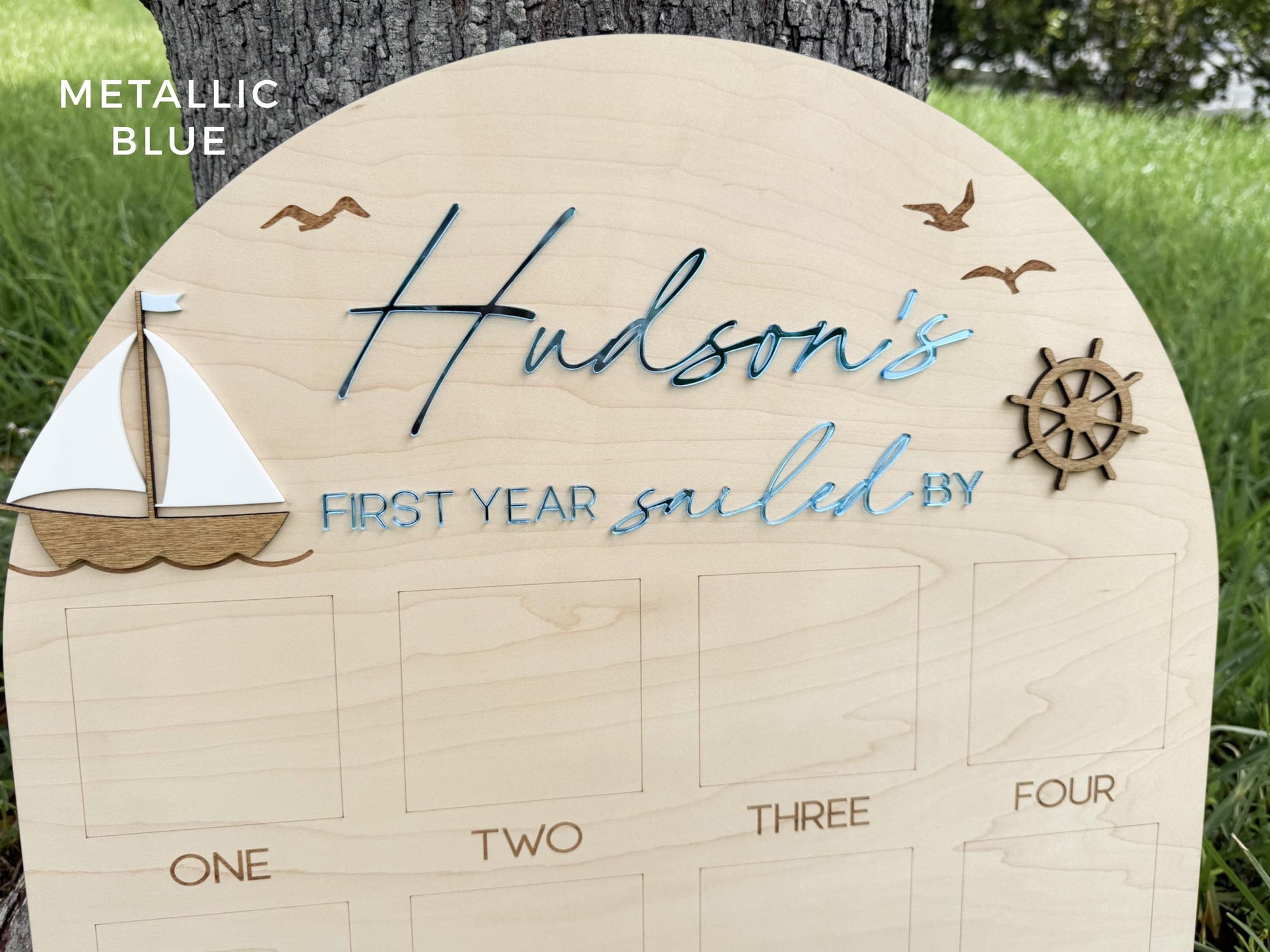 Sailboat First Birthday, Nautical First Year Photo Board, Sailing Into One Birthday Display, First Year Sailed By Photo Board, One Year Of