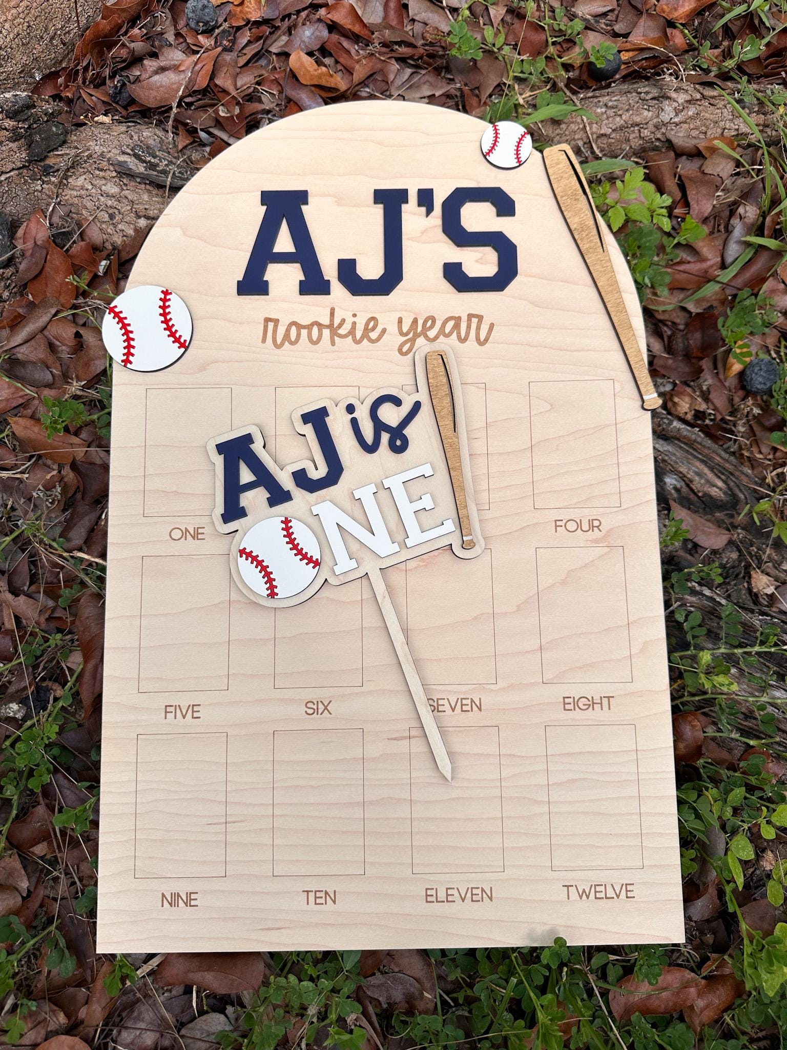 First Birthday Baseball Cake topper, Rookie of the Year Birthday, Baseball Smash Cake, Custom Name First Birthday Cake Topper