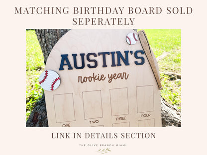 First Birthday Baseball Cake topper, Rookie of the Year Birthday, Baseball Smash Cake, Custom Name First Birthday Cake Topper