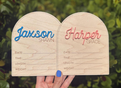 Twin Birth Announcement Sign, Twin Name Sign for Hospital, Twin Birth Stats Sign, Hospital Name sign for Twins, Baby Newborn Sign for Twins