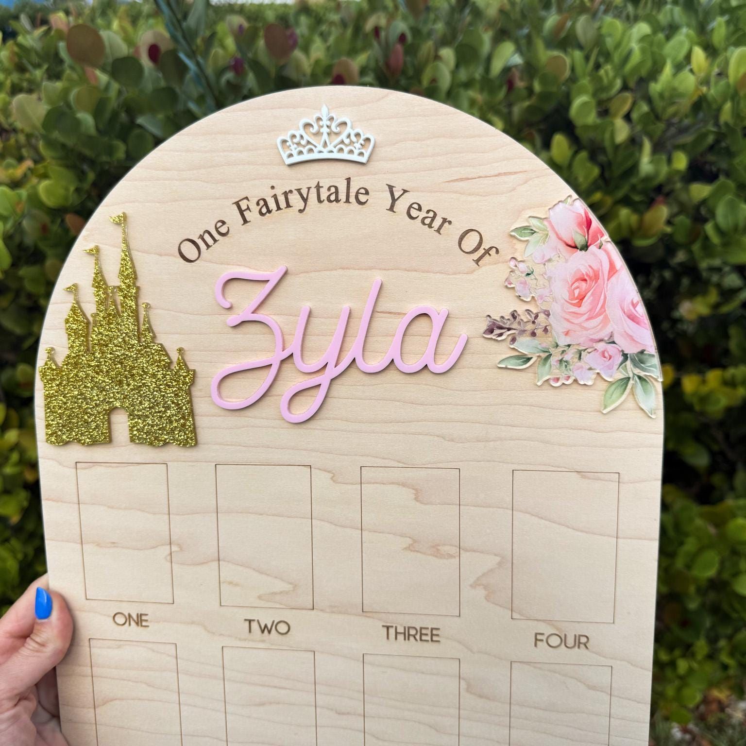 One Year of Photo Board, Princess First Year Board, Fairytale First Birthday, Baby Girl Monthly Milestone Photo Display, Once Upon A Time