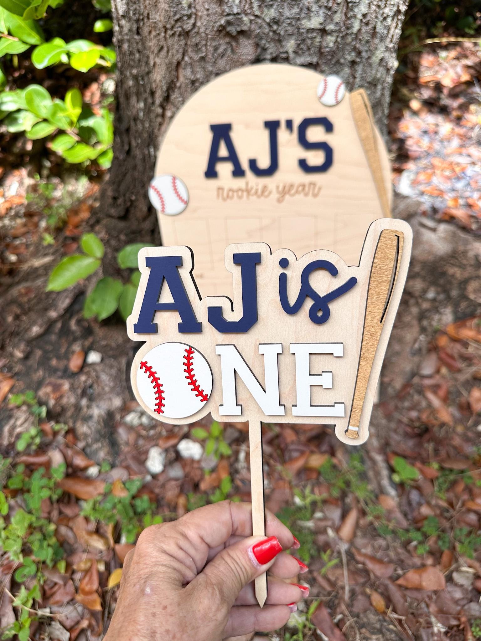 First Birthday Baseball Cake topper, Rookie of the Year Birthday, Baseball Smash Cake, Custom Name First Birthday Cake Topper