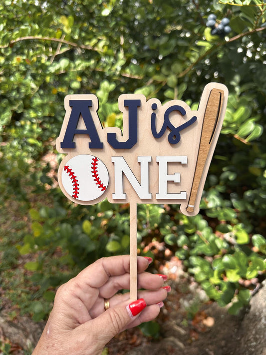 First Birthday Baseball Cake topper, Rookie of the Year Birthday, Baseball Smash Cake, Custom Name First Birthday Cake Topper