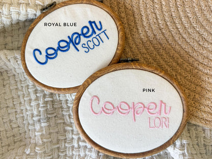 Embroidered Hospital Name Announcement, Embroidered Baby Name Sign Hospital, Embroidery Birth Announcement, Embroidery Hoop Nursery Decor