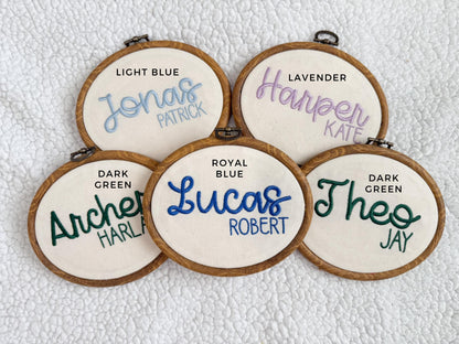 Embroidered Hospital Name Announcement, Embroidered Baby Name Sign Hospital, Embroidery Birth Announcement, Embroidery Hoop Nursery Decor
