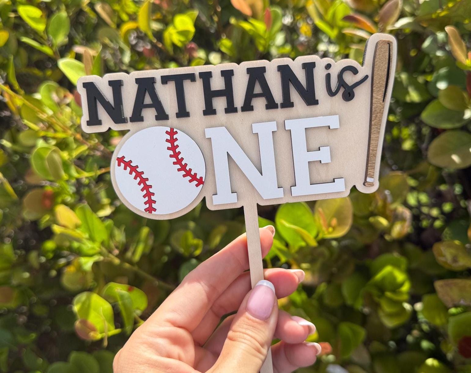 First Birthday Baseball Cake topper, Rookie of the Year Birthday, Baseball Smash Cake, Custom Name First Birthday Cake Topper