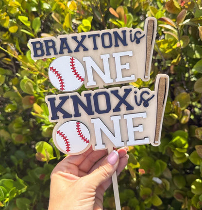 First Birthday Baseball Cake topper, Rookie of the Year Birthday, Baseball Smash Cake, Custom Name First Birthday Cake Topper