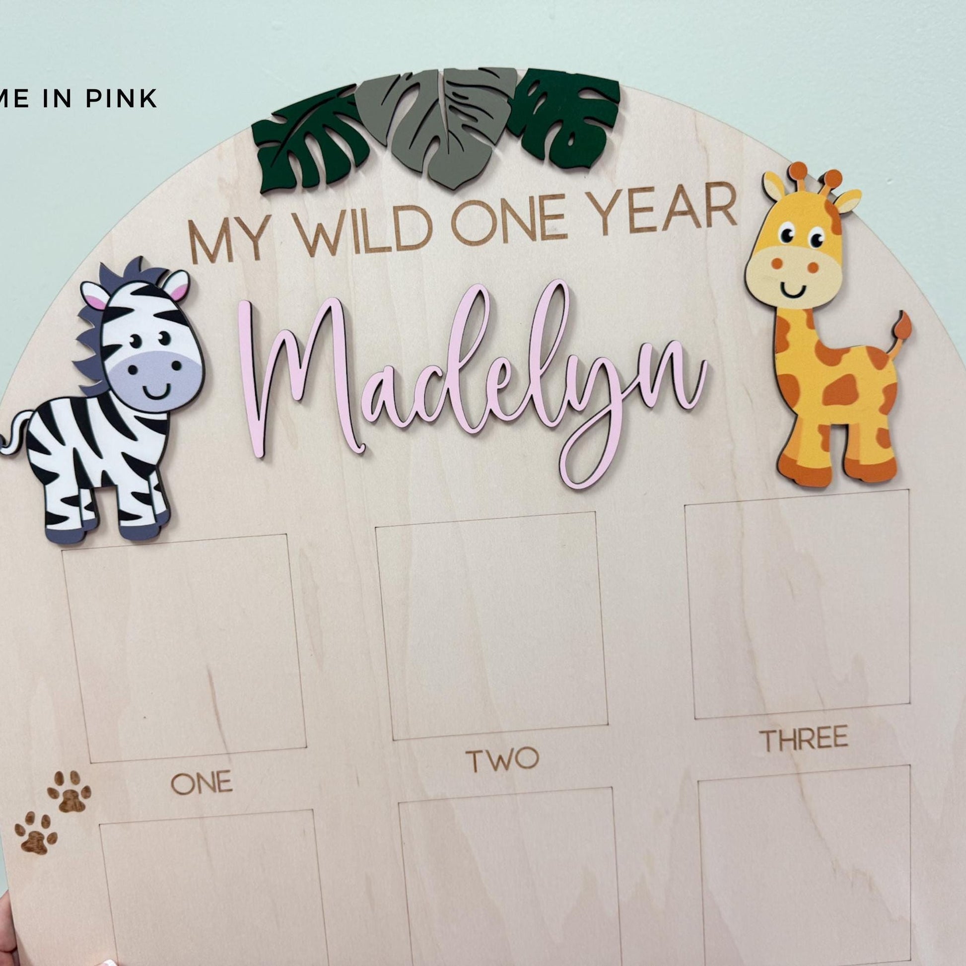 Wild One Year of Photo Board, Safari First Year Board, Baby's my first year sign, Jungle First Birthday Decor, 1st Birthday Photo Collage