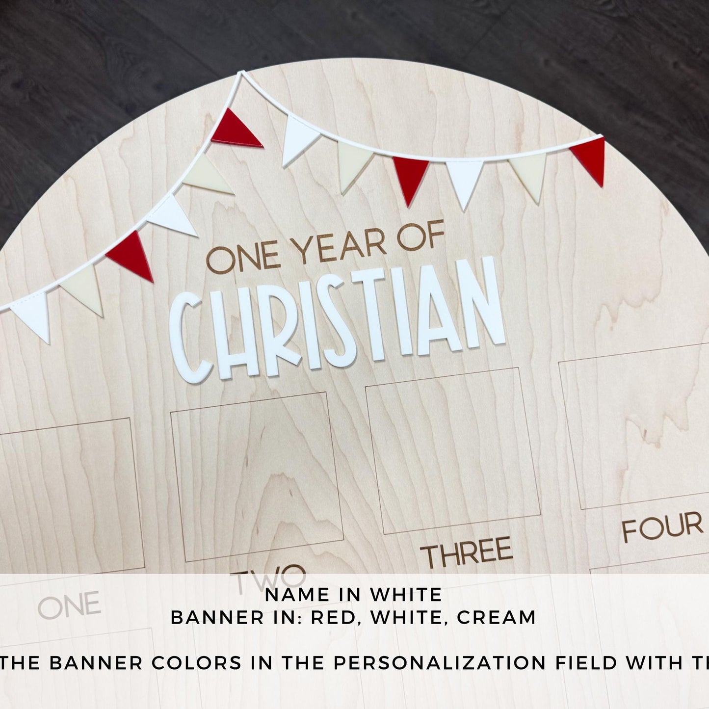 First year Photo Board, One Year of First Birthday Sign, First Birthday Bunting Banner, First Birthday Decor, Monthly Baby Photo Display