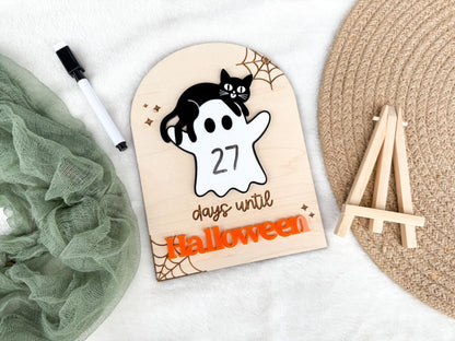 Halloween Countdown Sign, Days till Halloween Board, Dry Erase Countdown to Halloween Sign For Kids, Cute Ghost Decor for Kids Room