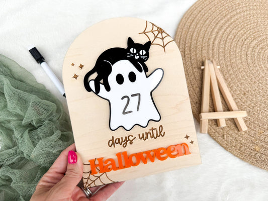 Halloween Countdown Sign, Days till Halloween Board, Dry Erase Countdown to Halloween Sign For Kids, Cute Ghost Decor for Kids Room