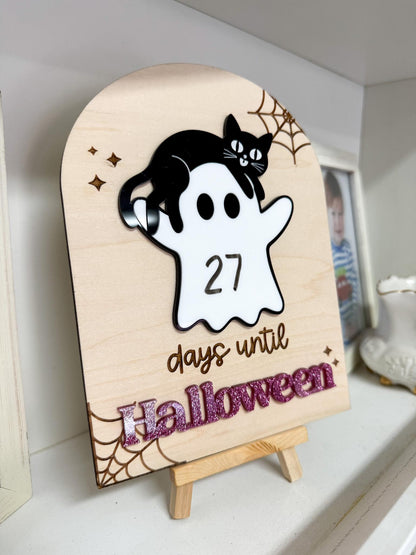 Halloween Countdown Sign, Days till Halloween Board, Dry Erase Countdown to Halloween Sign For Kids, Cute Ghost Decor for Kids Room