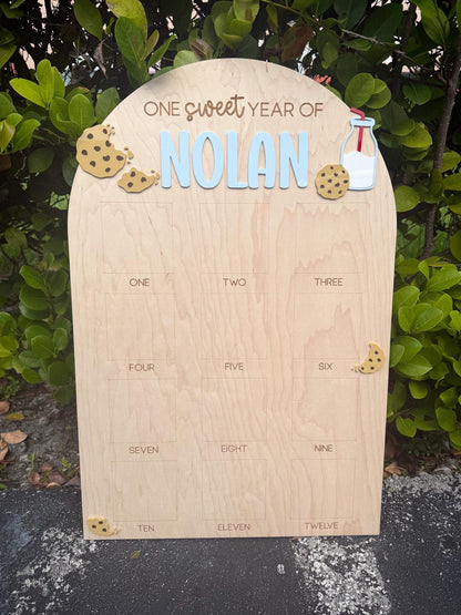 One Sweet Cookie First Birthday Photo Board, Sweet One Boy Birthday Party, One Year of Board Milk & Cookies Decor, One Sweet Year Display
