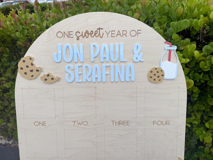 One Sweet Cookie First Birthday Photo Board, Sweet One Boy Birthday Party, One Year of Board Milk & Cookies Decor, One Sweet Year Display