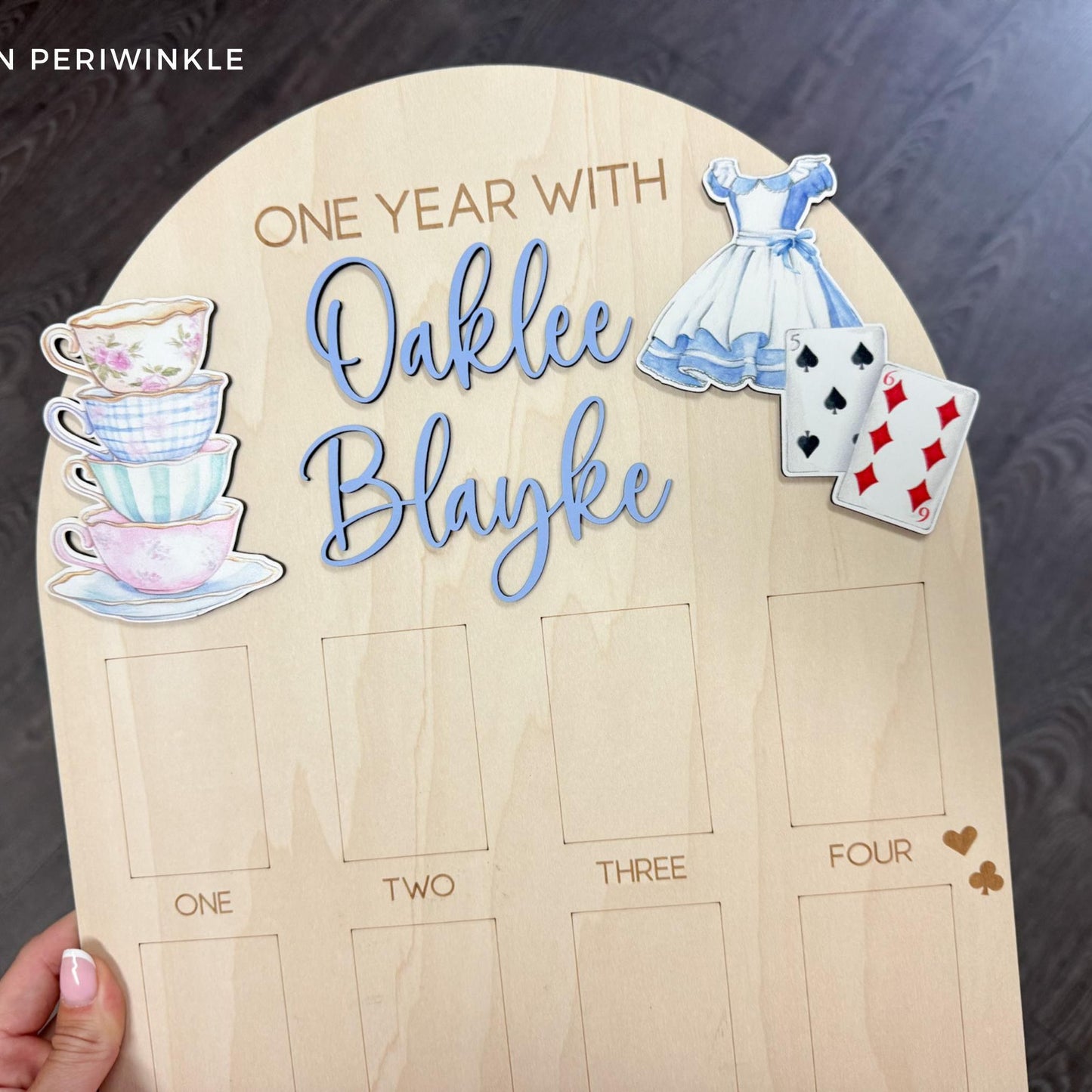 Onederland First Year of Photo Board, Wonderland First Birthday Party, Tea Party Birthday Decor, One Year of Sign, Milestone Photo Display
