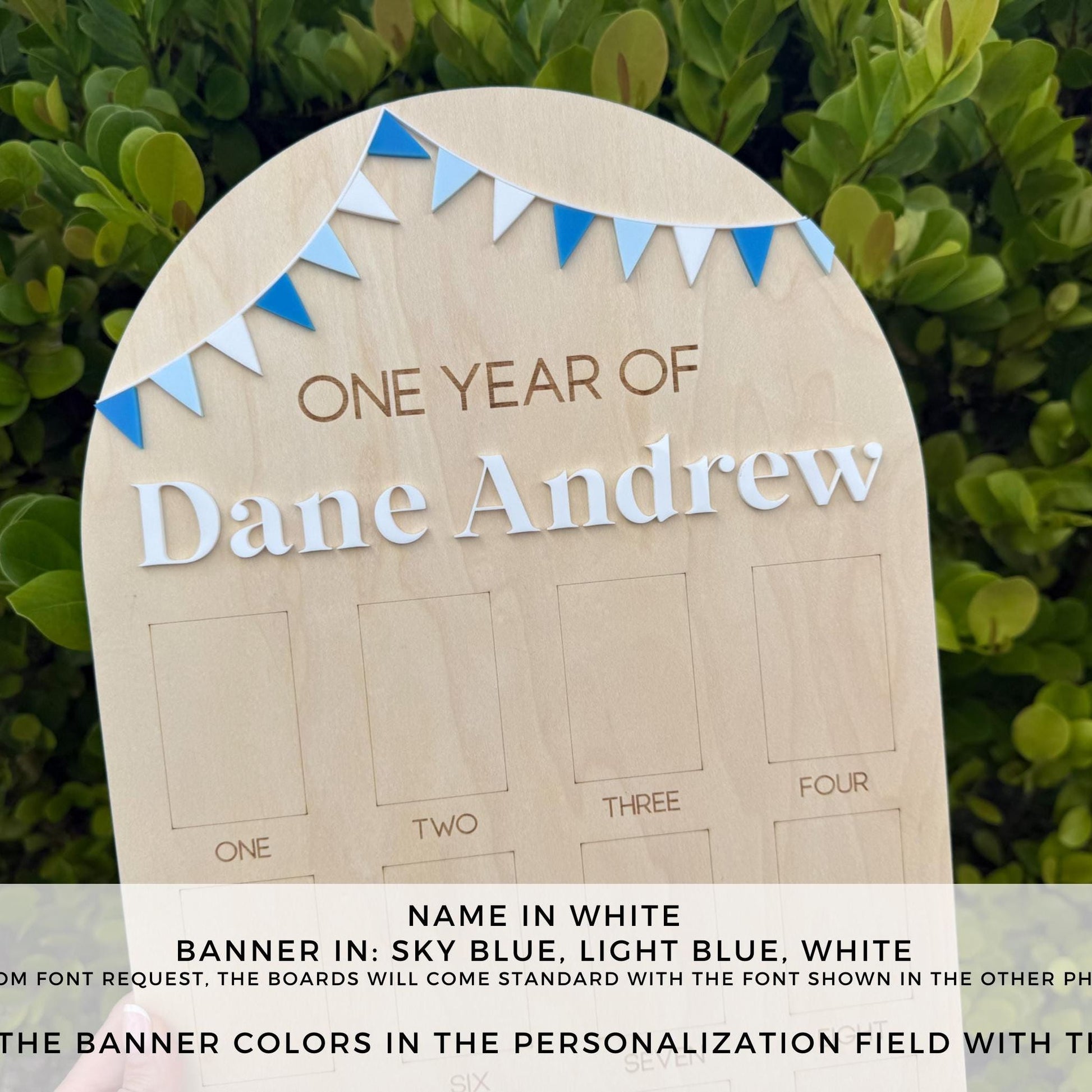 First year Photo Board, One Year of First Birthday Sign, First Birthday Bunting Banner, First Birthday Decor, Monthly Baby Photo Display