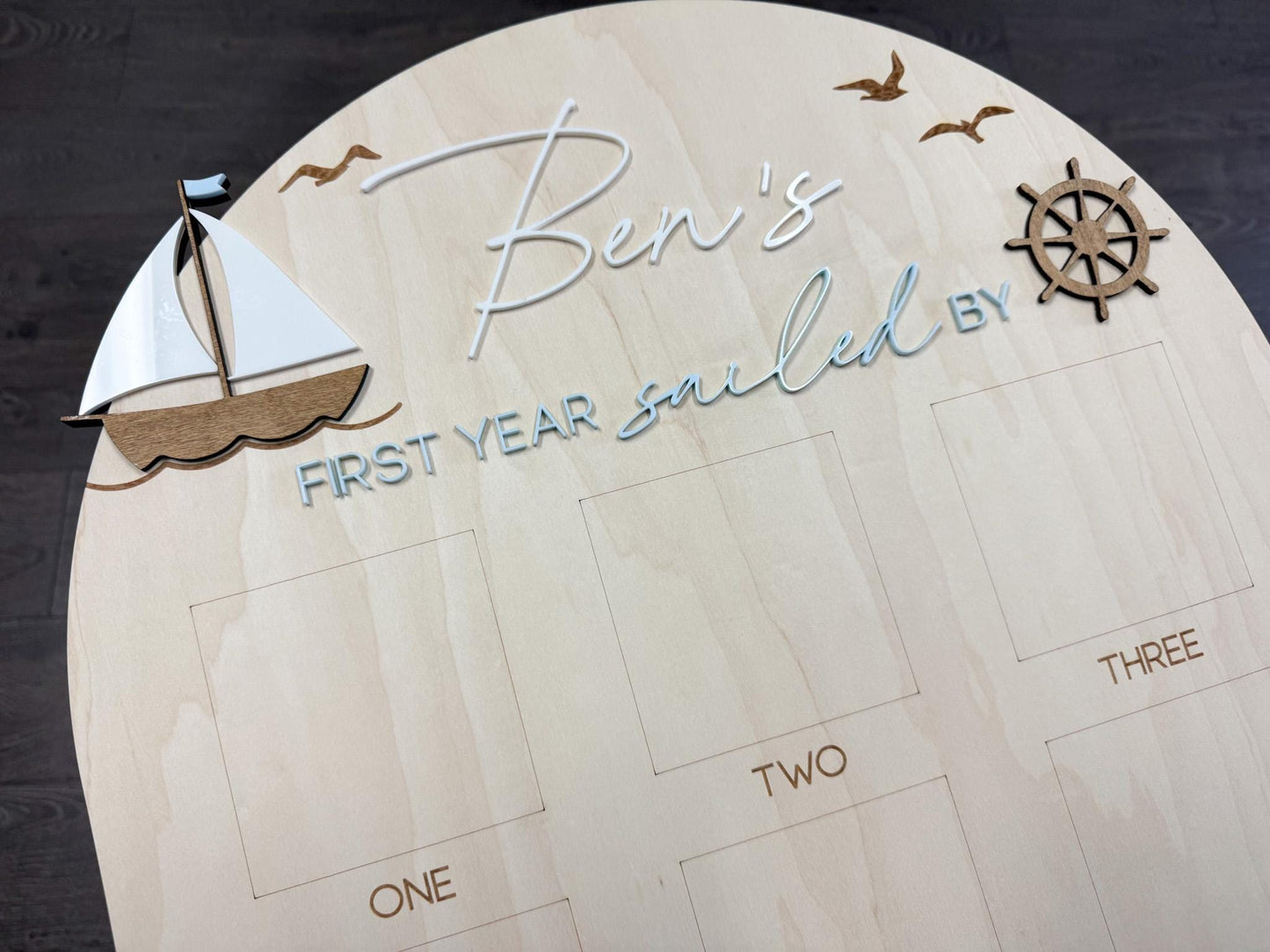 Sailboat First Birthday, Nautical First Year Photo Board, Sailing Into One Birthday Display, First Year Sailed By Photo Board, One Year Of
