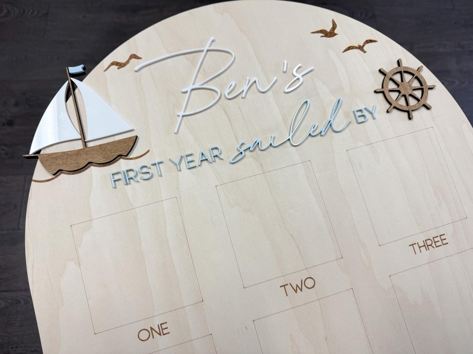 Sailboat First Birthday, Nautical First Year Photo Board, Sailing Into One Birthday Display, First Year Sailed By Photo Board, One Year Of