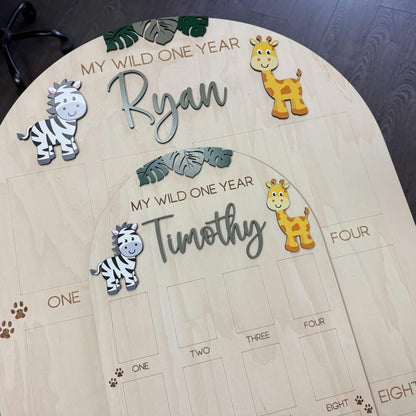Wild One Year of Photo Board, Safari First Year Board, Baby's my first year sign, Jungle First Birthday Decor, 1st Birthday Photo Collage