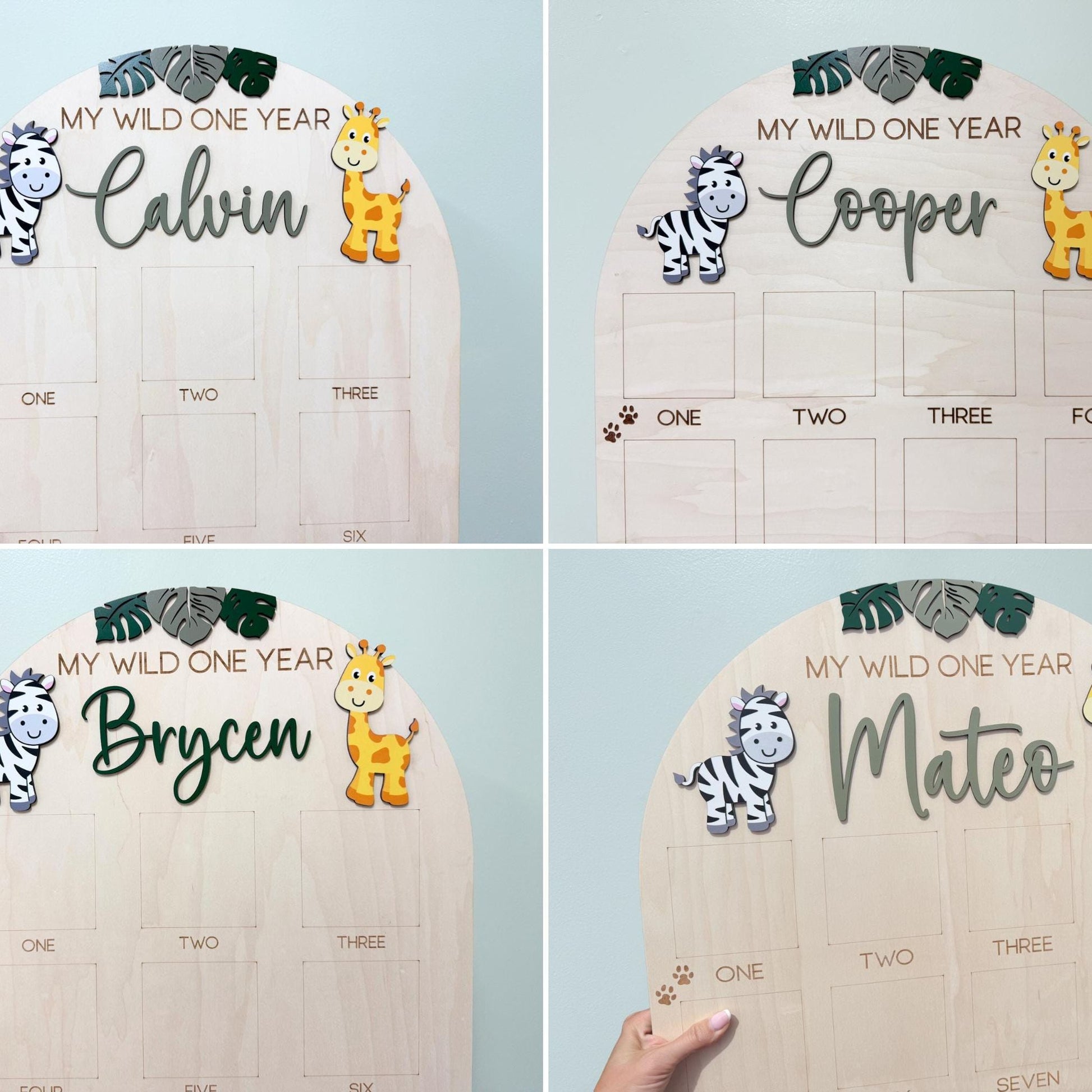 Wild One Year of Photo Board, Safari First Year Board, Baby's my first year sign, Jungle First Birthday Decor, 1st Birthday Photo Collage